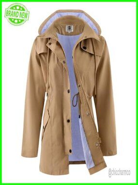 SaphiRose Women's Rain Jacket Waterproof Rain Coat Hood Loose Fit